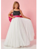 Spaghetti Straps Velvet Chiffon Long Flower Girl Dress